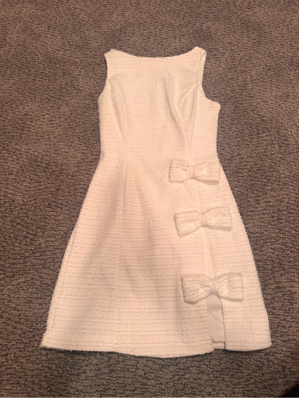 SHEIN Ivory Textured Sleeveless Dress with Side Bows